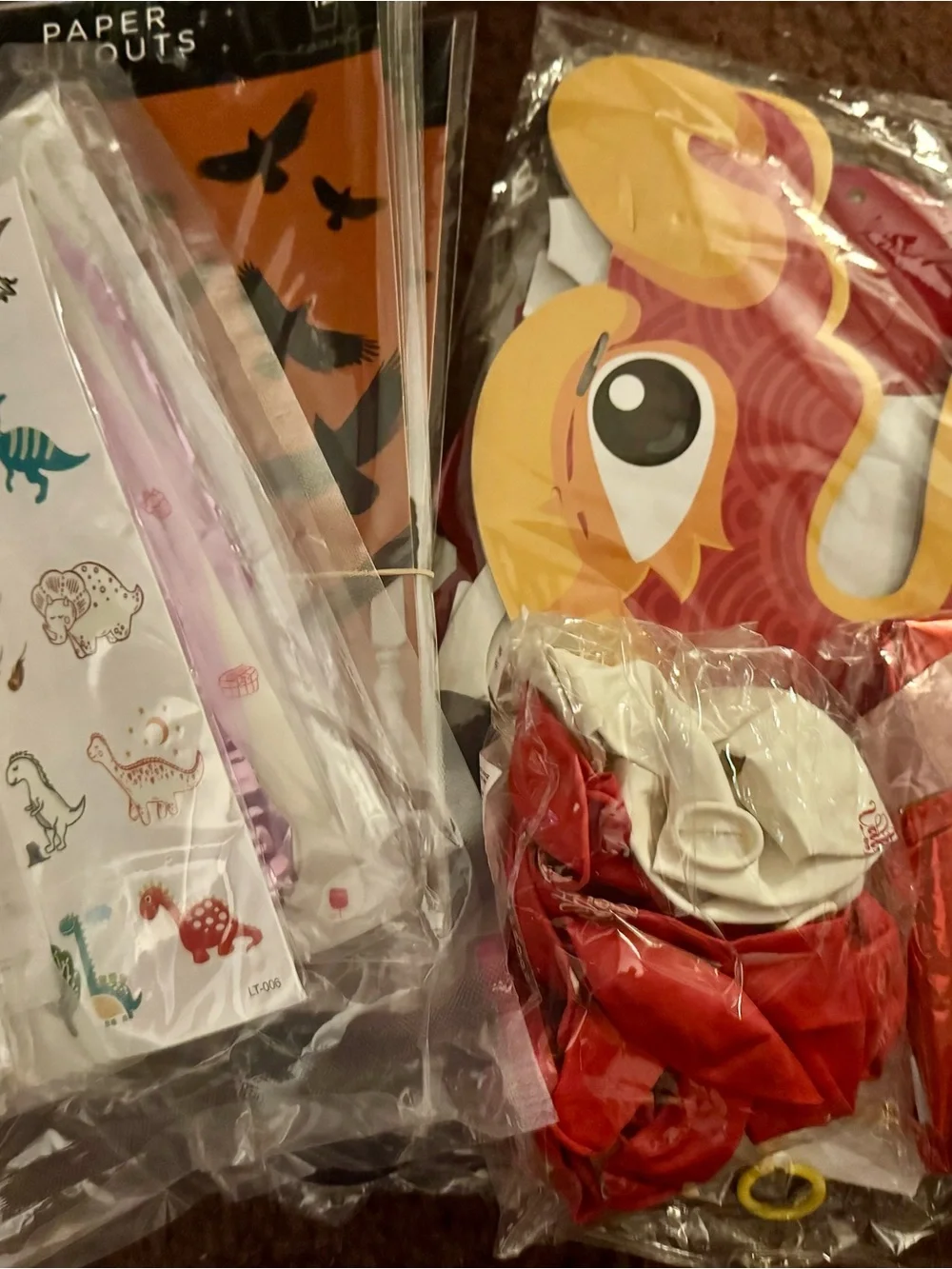 Kids Party Mask and Balloon Set - Red and Yellow lot of party decor.